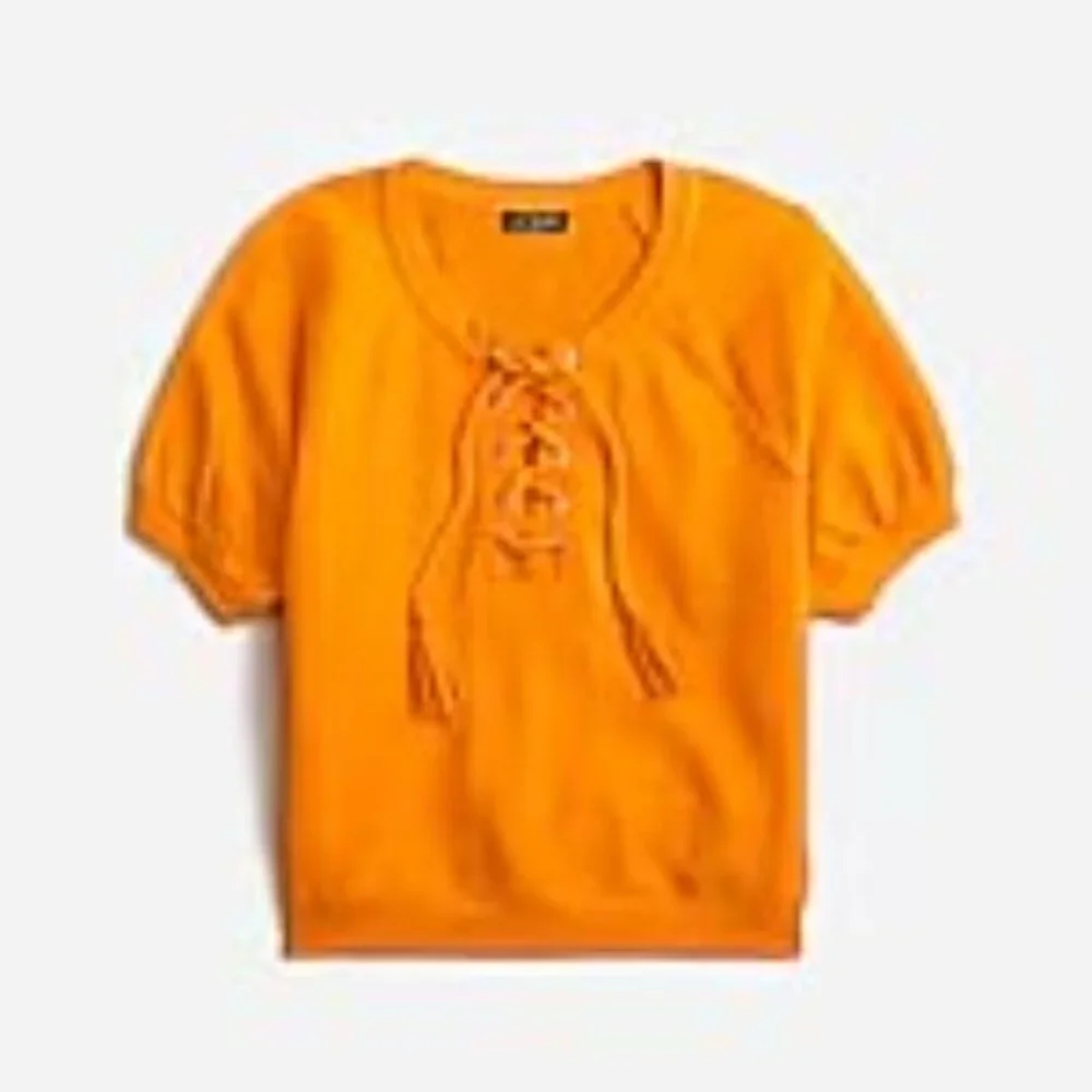 NWT J. Crew University Terry Short-sleeve Lace-up Shirt in Apricot size M